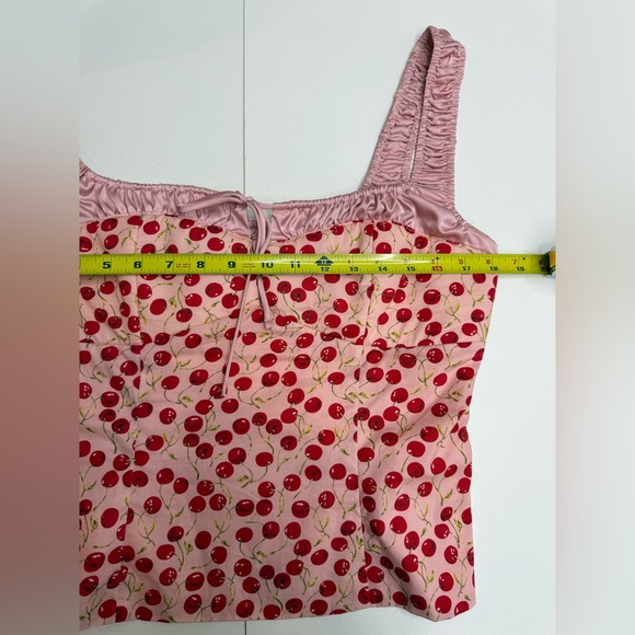 NEW Astr Pink Cherry Print Crop Top size L - Picture 4 of 12